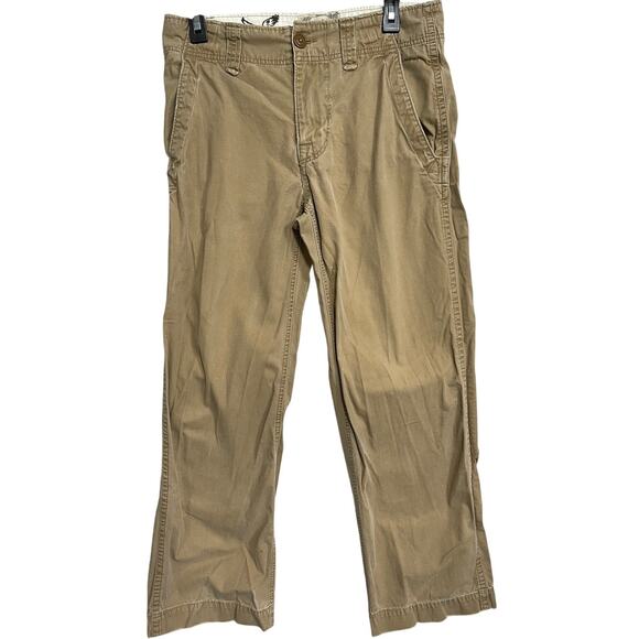 American Eagle Pants Men Size 28 Brown 100% Cotton DISTRESS HEM MISSING BUTTONS - Picture 1 of 7